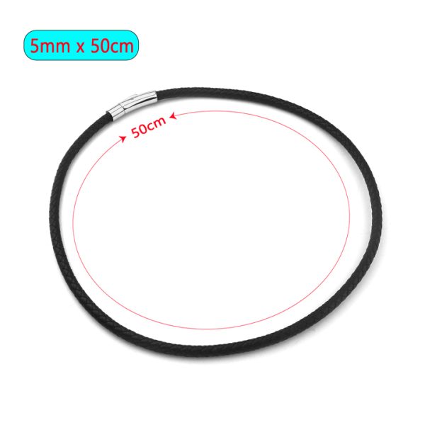DN066g Dây chuyền da màu đen 5ly khóa titan xịn
