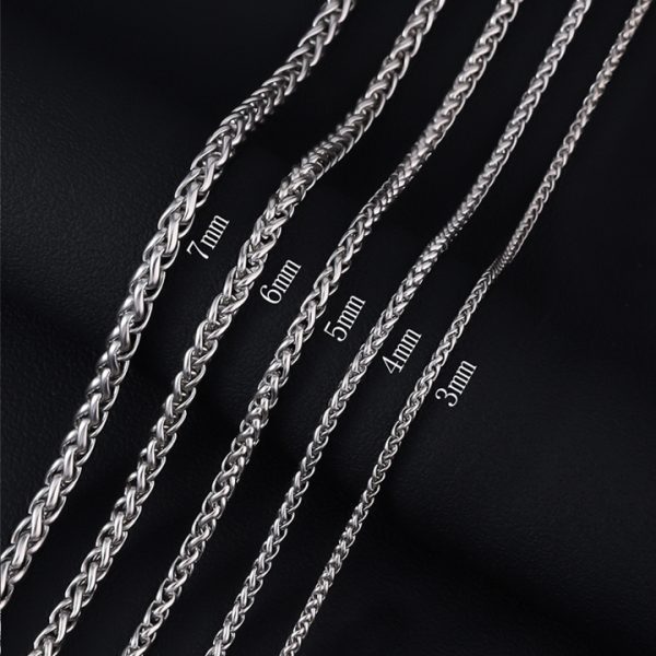 DN193a Dây chuyền nam thép titan không gỉ kiểu dây bông dừa xoắn