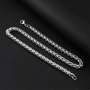 DN193f Dây chuyền nam thép titan không gỉ kiểu dây bông dừa xoắn