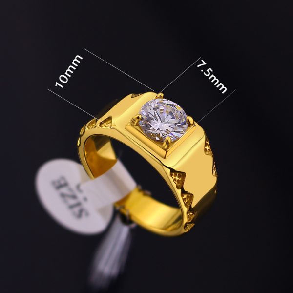 N691b Nhẫn nam titan mạ màu vàng viên đá chủ 7.5ly tròn