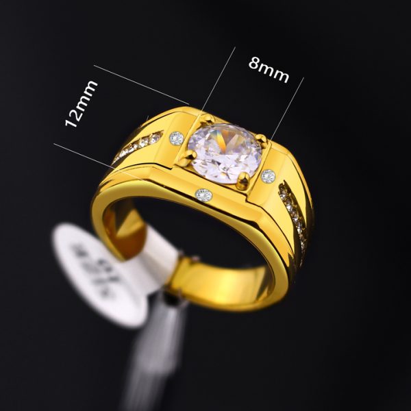 N693a Nhẫn nam titan mạ màu vàng hột chủ 8ly