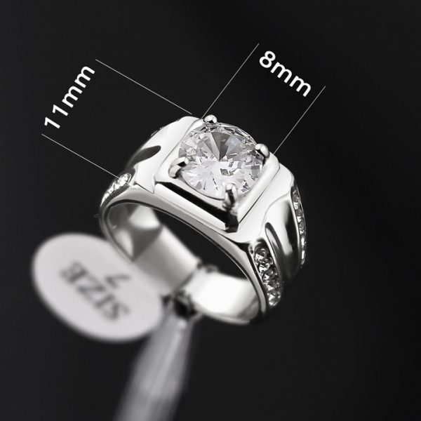N696b Nhẫn nam titan màu trắng thép hột chủ 8ly