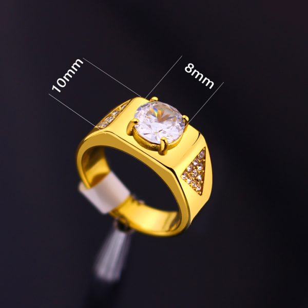 N697a Nhẫn nam titan mạ màu vàng hột chủ 8ly