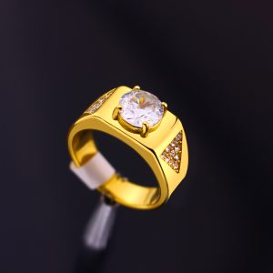 N697b Nhẫn nam titan mạ màu vàng hột chủ 8ly