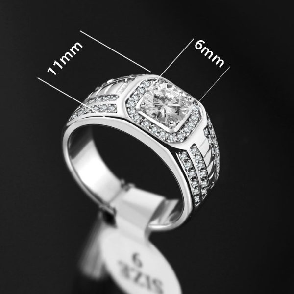 N699a Nhẫn nam titan màu trắng thép đính hột chủ 6ly