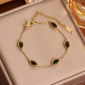TA211d Lắc tay nữ titan đá zircon mắt ngựa