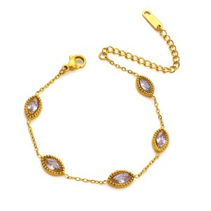 TA212a Lắc tay nữ titan đính đá zircon trắng hình mắt ngựa