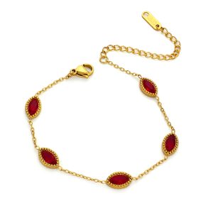 TA213a Lắc tay nữ titan đính đá zircon đỏ hình mắt ngựa
