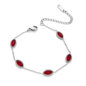 TA213b Lắc tay nữ titan đính đá zircon đỏ hình mắt ngựa