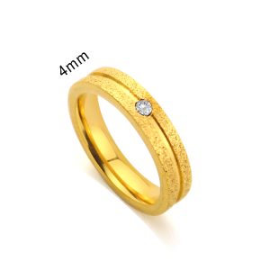 TC321d Nhẫn titan 2 sọc phun cát bảng 4mm có đính đá
