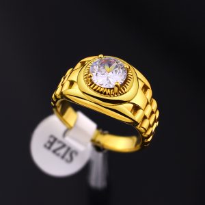 TC326a Nhẫn titan nam mạ màu vàng phong cach rolex