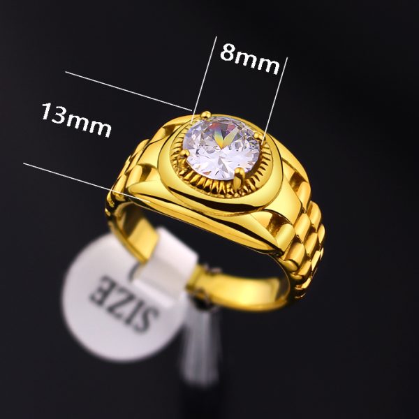 TC326b Nhẫn titan nam mạ màu vàng phong cach rolex