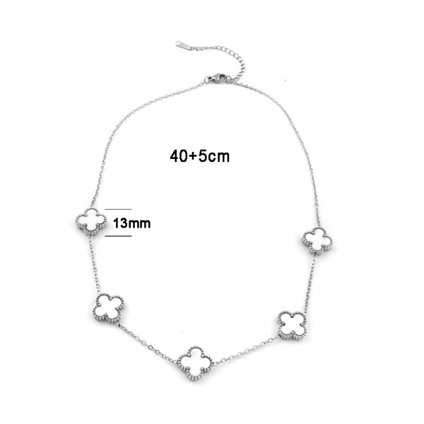 TN134c Dây chuyền nữ titan 5 bông hoa 4 cánh van cleef 13mm