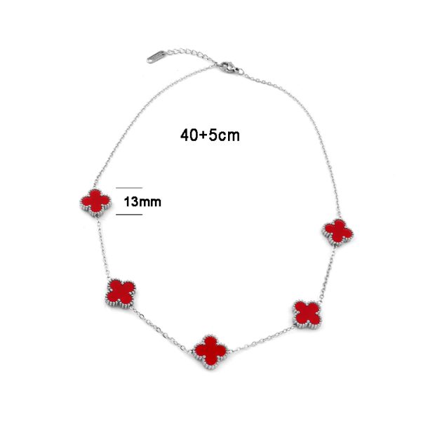 TN134e Dây chuyền nữ titan 5 bông hoa 4 cánh van cleef 13mm