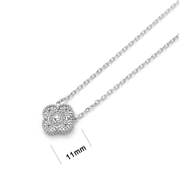 TN136a Dây chuyền nữ titan hoa 4 cánh đính full đá size 11mm