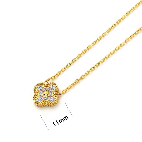 TN136b Dây chuyền nữ titan hoa 4 cánh đính full đá size 11mm