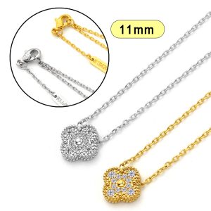TN136d Dây chuyền nữ titan hoa 4 cánh đính full đá size 11mm