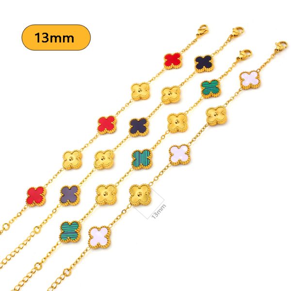 TA316a Lắc tay nữ titan 5 bông hoa van cleef cách điệu size 13mm