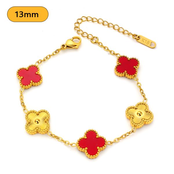 TA316b Lắc tay nữ titan 5 bông hoa van cleef cách điệu size 13mm