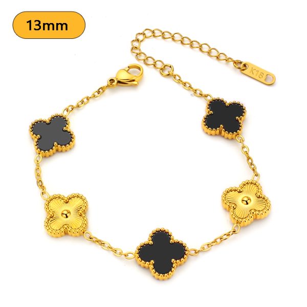 TA316c Lắc tay nữ titan 5 bông hoa van cleef cách điệu size 13mm
