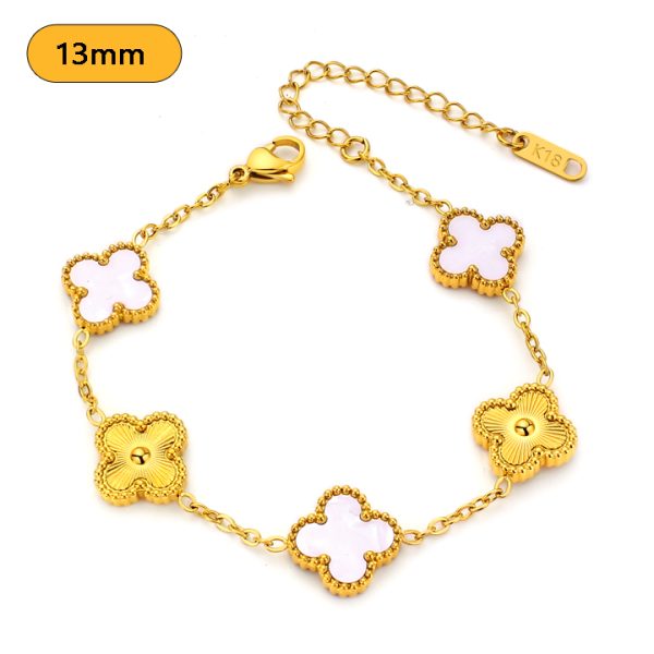 TA316e Lắc tay nữ titan 5 bông hoa van cleef cách điệu size 13mm