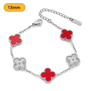 TA317b Lắc tay nữ titan 5 bông hoa van cleef cách điệu size 13mm