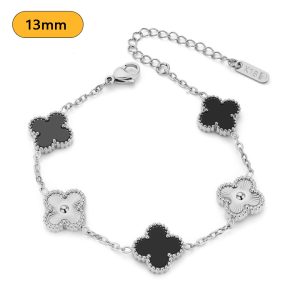 TA317c Lắc tay nữ titan 5 bông hoa van cleef cách điệu size 13mm