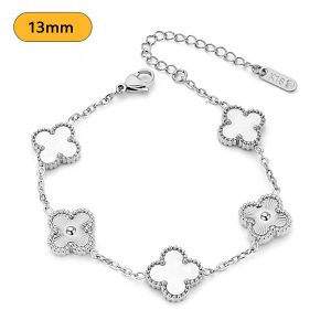 TA317e Lắc tay nữ titan 5 bông hoa van cleef cách điệu size 13mm
