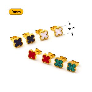 TB308a Bông tai nữ titan hoa 4 cánh van cleef size 9mm
