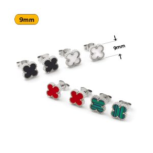 TB309a Bông tai nữ titan hoa 4 cánh van cleef size 9mm