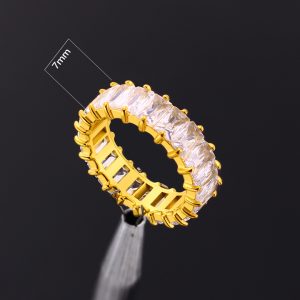 TC337a Nhẫn titan 7mm đính full kim chữ nhật