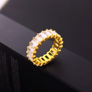 TC337b Nhẫn titan 7mm đính full kim chữ nhật