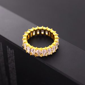 TC337c Nhẫn titan 7mm đính full kim chữ nhật