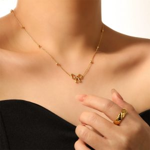 TN882c Dây chuyền titan hình cái nơ
