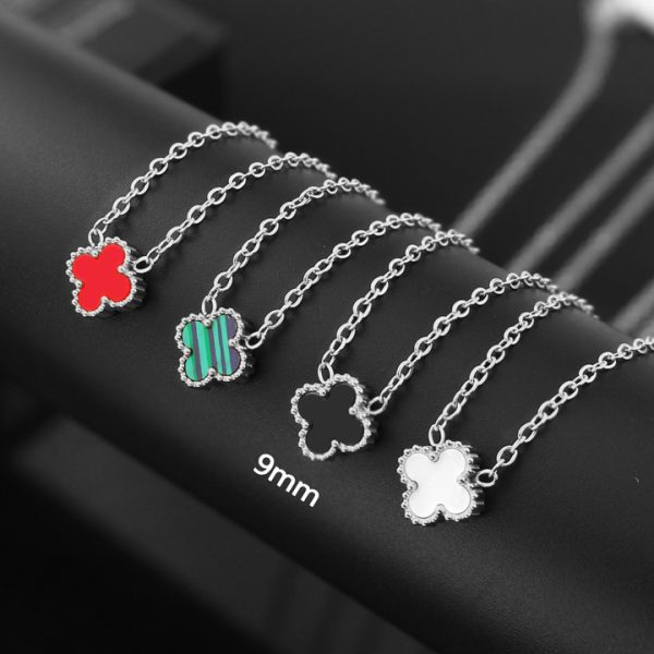 TN884b Dây chuyền nữ titan hoa 4 cánh van cleef size 9mm