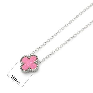 TN885b Dây chuyền nữ titan hoa 4 cánh van cleef màu hồng size 13mm