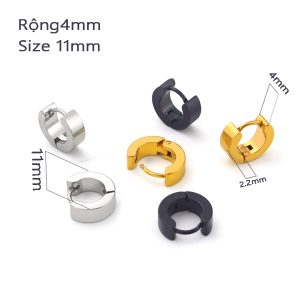BT021a Bông hoa tai khoen tròn size nhỏ bảng rộng 4mm