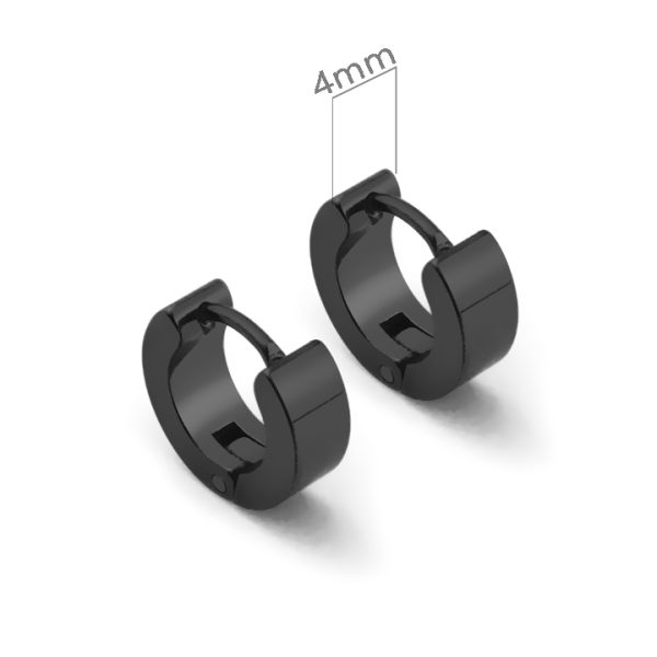 BT021d Bông hoa tai khoen tròn size nhỏ bảng rộng 4mm màu đen