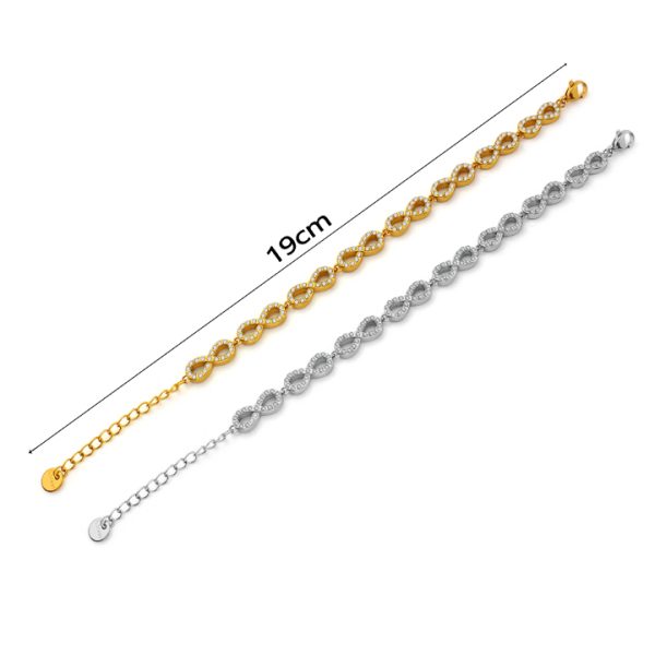 TA321d Lắc tay nữ titan dấu Vô cực Infinity đính full kim