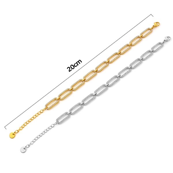 TA322d Lắc tay nữ titan ô chữ nhật đính full kim màu vàng