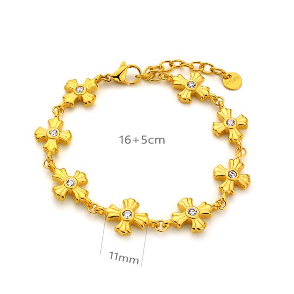 TA329a Lắc tay titan hoa thánh giá đính kim