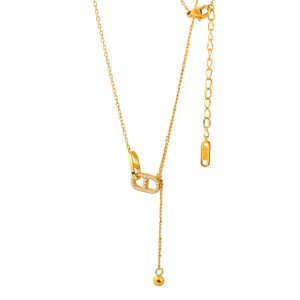TN890b Dây chuyền nữ titan mặt hình chữ D ngược đính kim