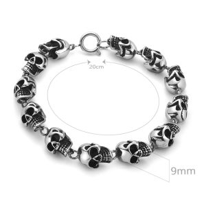 LN182a Lắc tay nam titan đầu lâu cao cấp cá tính