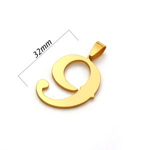 MD094a Mặt dây chuyền inox số 9 mạ vàng