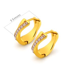 TB316a Bông tai nữ titan chữ X đính đá vuông