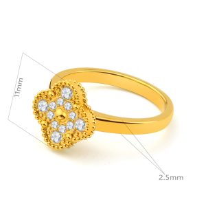 TC341a Nhẫn nữ titan hoa 4 cánh van cleef đính full kim