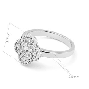 TC341b Nhẫn nữ titan hoa 4 cánh van cleef đính full kim