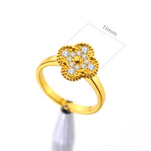 TC341d Nhẫn nữ titan hoa 4 cánh van cleef đính full kim