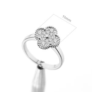 TC341e Nhẫn nữ titan hoa 4 cánh van cleef đính full kim