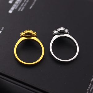 TC341g Nhẫn nữ titan hoa 4 cánh van cleef đính full kim